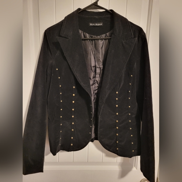 Merchant Jackets & Blazers - Vintage Black Velour Blazer With Gold Buttons Size Medium